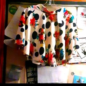 Stretchy polka dot mini skirt